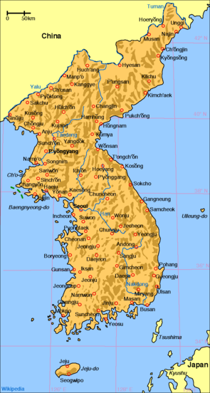 Mapa da Península da Coréia